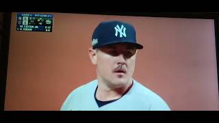 New York Yankees up-close - Guardians tie game at 6 to 6, 8th inning, October 18, 2024