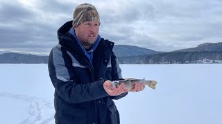 Maine ice fishing 2023 Worthley Pond