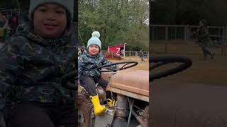 Driving a old tractor😆#beta #shorts #toddlers #trending #viral #farm #fieldtrip