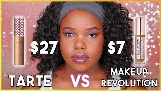 $7 DUPE?! Makeup Revolution Conceal and Define VS Tarte Shape Tape Concealer