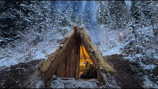 Built a Warm Shelter on the Mountainside. Survival Underground in the Wild Forest. Bushcraft