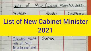 List of new Cabinet Ministers 2021 // Shubh Shanti Classes