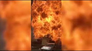 CCTV captures moment tanker truck explodes in Italy  #Shorts