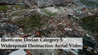 Hurricane Dorian Destruction from Plane, Buildings Gone, Boats Washed Ashore - Marsh Harbor, Bahamas