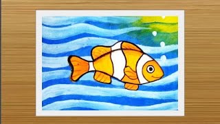 How to draw a Gold Fish | Easy fish drawing | cute cartoon gold fish colouring |