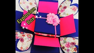 🎁أسهل طريقة لعمل  بوكس للصور /how to make Explosion Box /birthday Explosion Box Tutorial