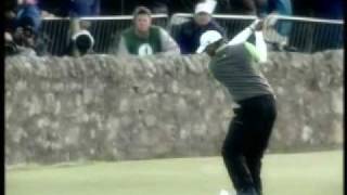 tiger woods almost aces the 18th on The Old Course