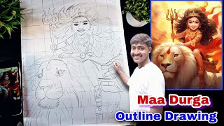 Draw With Me - Durga Mata Drawing , Outline Tutorial | Durga Mata Drawing | Durga Puja Drawing