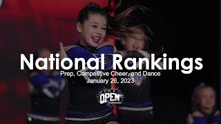 January 26, 2023 - National Rankings for Prep, Competitive Cheer, and Dance