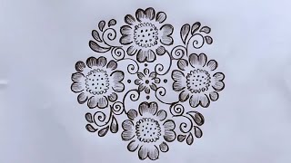 10*2 dots easy flowers rangoli design || creative rangolis || chukkala muggulu@lavyacreativerangoli