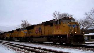 Union Pacific # 5105 Leads An Intermodal West Through LaFox,Illinois