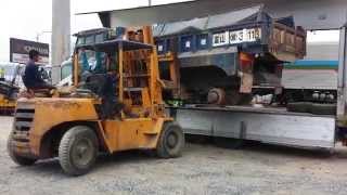 Unloading a dump truck