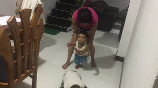 Loku amma teaching to oshan to wallk