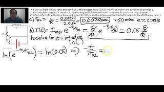 Inductor & Resistor (LR) DC Circuit Example Calculation