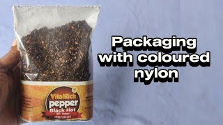 Packaging with coloured nylon