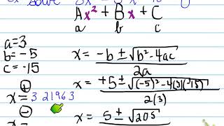 MCF3M -- 4.3 Quadratic Formula