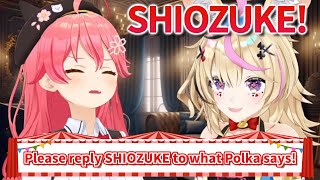 Miko can't stop laughing after being tricked by Polka's SHIOZUKE game [hololive/ Eng sub]