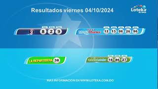 Loteka Lotería Electrónica Sorteo 7:55 PM 04-10-2024.