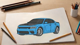 "Step-by-Step: Drawing a Dodge Charger SRT Hellcat Redeye"