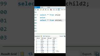 How to use union in SQL #shortvideo #sqltutorial #sqlinterviewquestionsandanswers #viralvideo