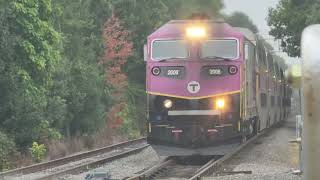 Forge Park/495 bound Commuter Rail train crossing at Rockwood Road.