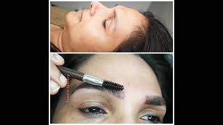 Microblading permanent eyebrows.