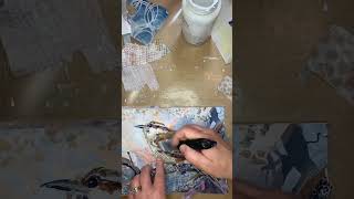 Collaging and Glazing a Carolina Wren #artprocessvideo #collage #acrylicglazing