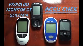 Prova comparativa do monitor de glicemia Accu Chek.