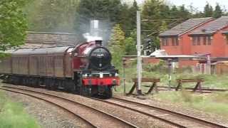 LMS Jubilee 4-6-0 45699 Galatea on a loaded test run, Lostock Hall Station, 14th May 2013