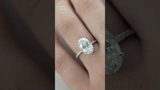 Oval Cut Lab Grown Diamond Ring, Hidden Halo Engagement Ring