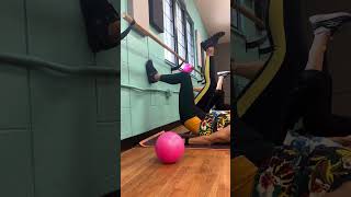 Wall pilates exercises with my fitness class