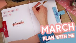 Plan With Me ✨ Stationery Themed ✨ March 2022 Bullet Journal Setup - Archer & Olive B5