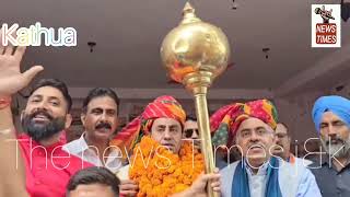 Bjp Incharge J&k Chugh & Bjp candidate from Jasrota constituency Rajiv Jasrotia welcomed at Barwal