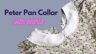 Sewing Peter Pan Collar with Pearls | Peter Pan Collar Cutting and Stitching