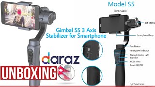 S5 3 Axis Handheld Smartphone Gimbal Stabilizer For Smartphones Iphone Samsung Go-Pro Action Camera