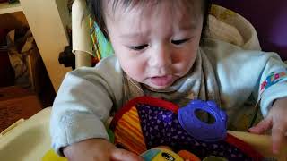 Angry Baby's First Tooth Emerges at Five Months