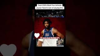 Team USA’s Mark Few defends Jayson Tatum’s lack of playing time💞#nba #basketball #olympics #shorts