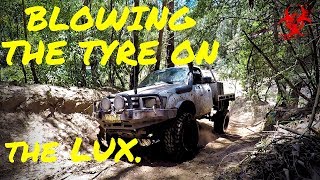 Blowing the tyre on the Hilux