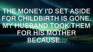 The money I had saved for childbirth is gone. My husband took it for his mother because...  || Mar