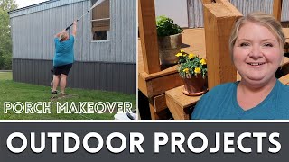 Mobile Home Back Porch Makeover | Pressure Washing + Staining Porch And Wheelchair Ramp