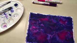 Aquarell Galaxie mit Glitzersternen