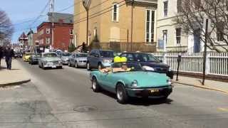 Newport RI daffodil day vintage cars on Thames street