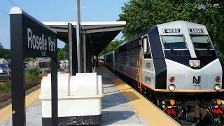 NJ transit train with MARC cars to High Bridge arriving into Roselle Park.