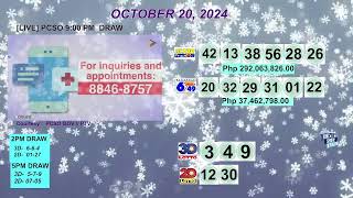 [LIVE] PCSO 9:00 PM DRAW - OCTOBER 20, 2024 LOTTO RESULTS