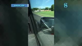 Snake comes on to windshield of car, gets flicked off by wipers.