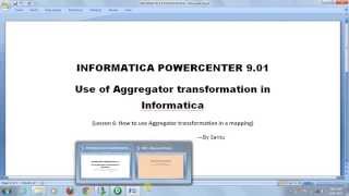 Lesson 6 Use of Aggregator transformtion