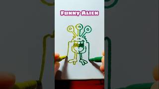 Funny ALIEN 2 hands art. #videoshorts #drawing #shorts #2hand #art #alien #funny #viralvideo