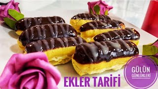 EKLER TARİFİ 😋PASTANE USULÜ EKLER 😄 EVDE EKLER NASIL YAPILIR BOL ÇİKOLATALI EN PRATİK TARİF 👍