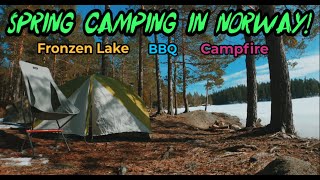 Camping in Merkedammen - Norway | Frozen Lake | Campfire | Freezing Temp | Instrumental Music | ASMR