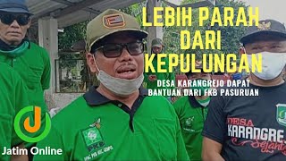 Banjir Karang Rejo Lebih Parah Dari Kepulungan, Warga Dapat Bantuan Sembako Dari FKB Pasuruan